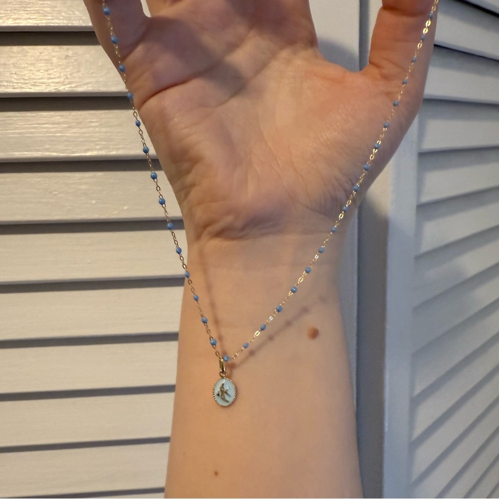 Gigi Clozeau Angelfish blue and gold necklace